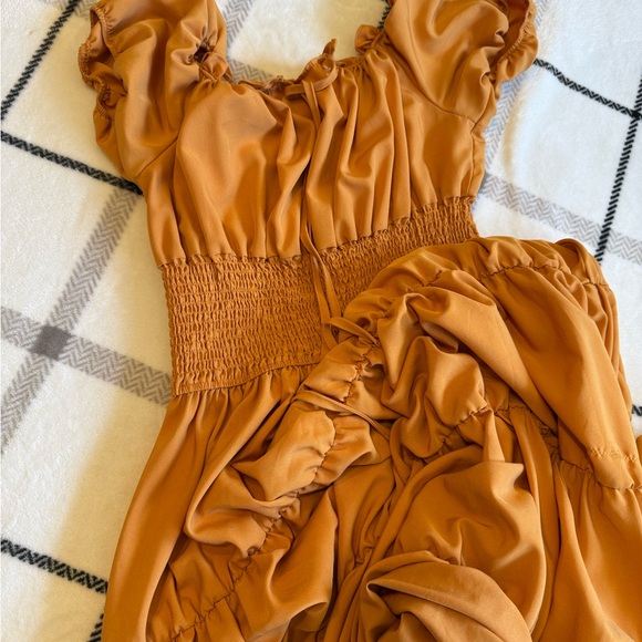 Smocked Tiered Ruffle Dress in Yellow Rust - Picture 2 of 9